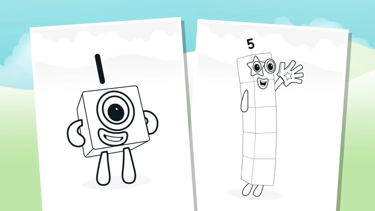 Anteprima ufficiale Blocks Universe di un’attività Numberblocks da colorare da uno a cinque