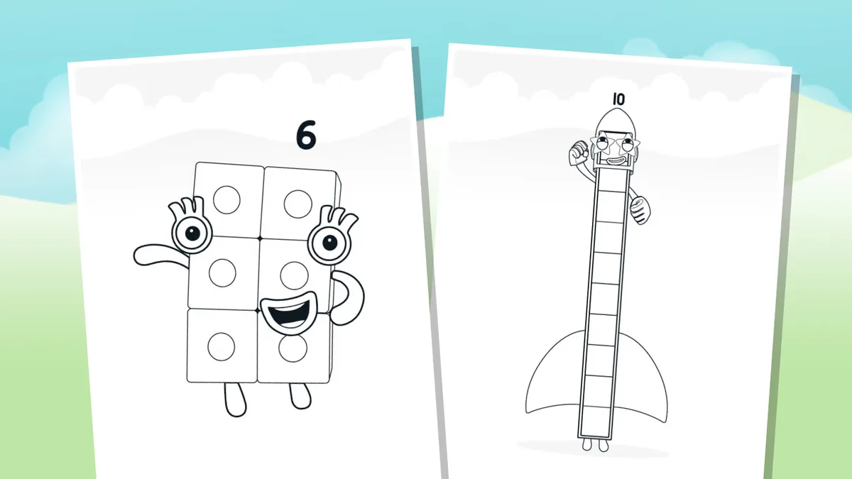 Anteprima ufficiale di Blocks Universe per colorare i numeri Numberblocks da sei a dieci